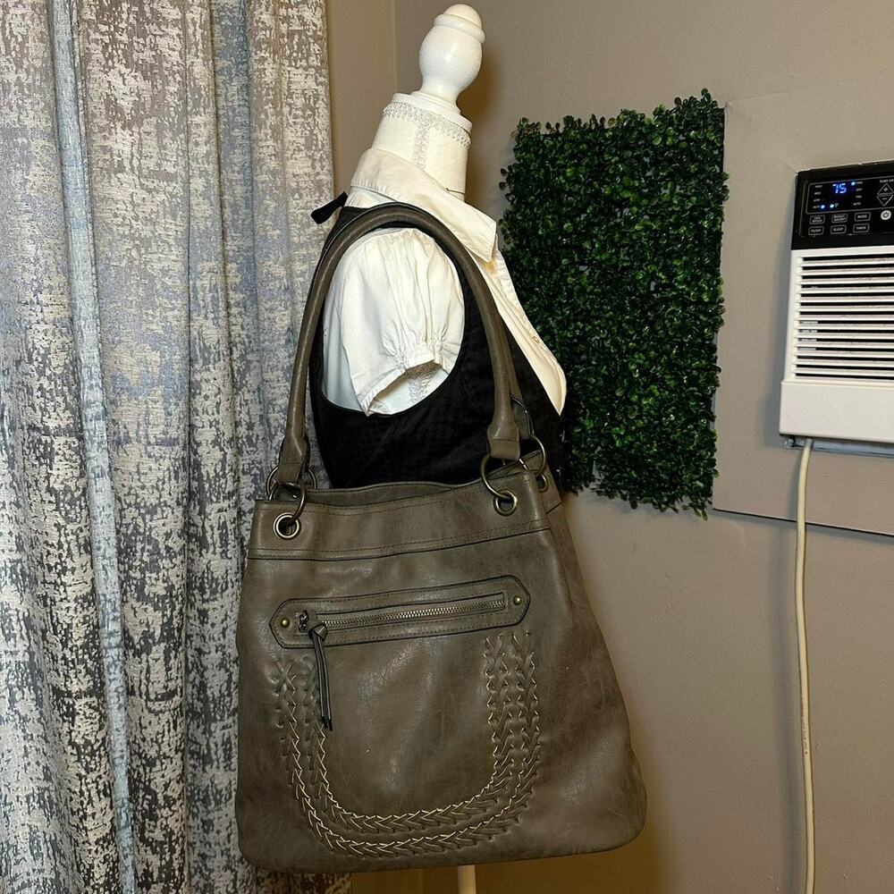 Olive faux leather bag